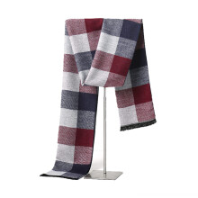 Wintersjaal voor heren, superzachte, kasjmierachtige wintersjaal, lange effen sjaal voor koud weer, warme wintersjaal met klassiek ruitpatroon voor