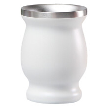 8oz Double Layer Stainless Steel Gourd Cup with Straw & Brush, White