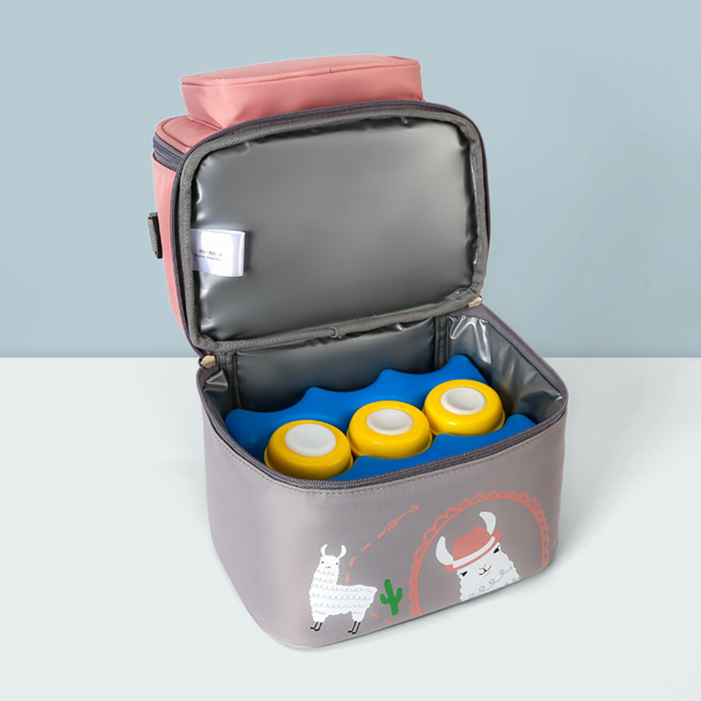 Waterproof Breastmilk Cooler Bag 24x17x30cm Pink Gray Insulation Lunchbox