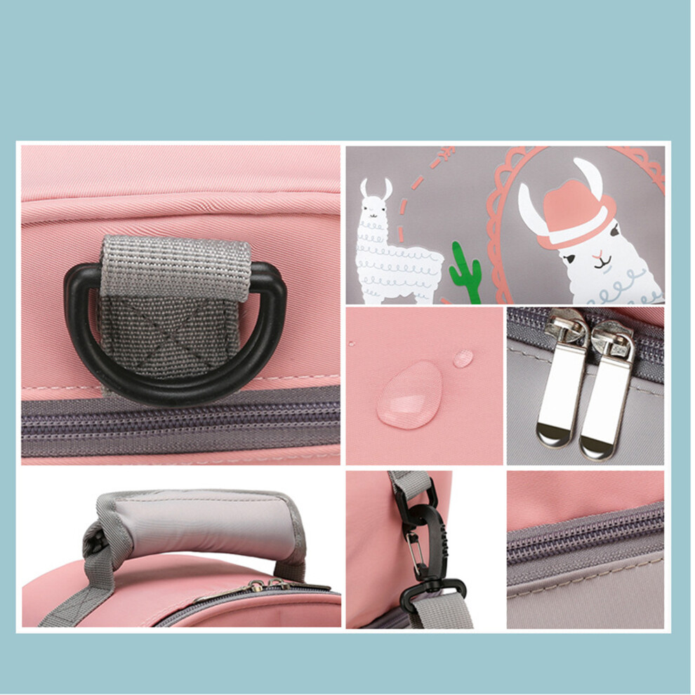 Pink Gray Waterproof Double Layer Breastmilk Cooler Bag 24x17x30cm