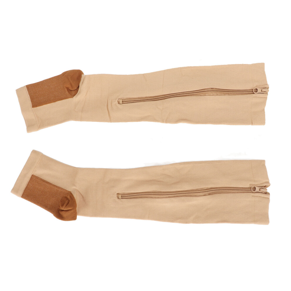 2Pcs Compression Socks Open Toe XXL Breathable Zipper Calf Stockings