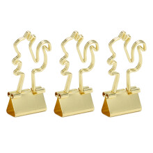 100 Stück goldene Tierform-Ordnerklammern, starke Metallklammern für Büro