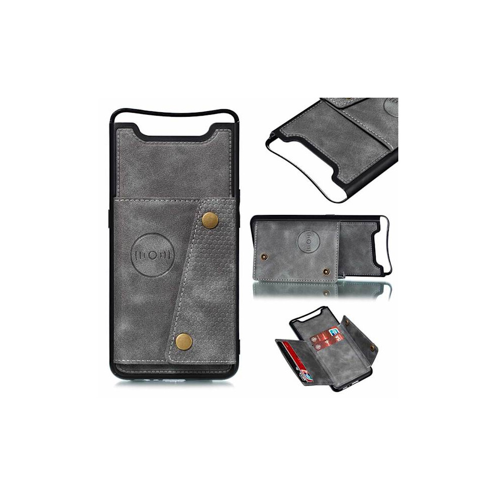 Cover With Card Compartment - Compatible With Samsung Galaxy A80 Grey 9554910388549