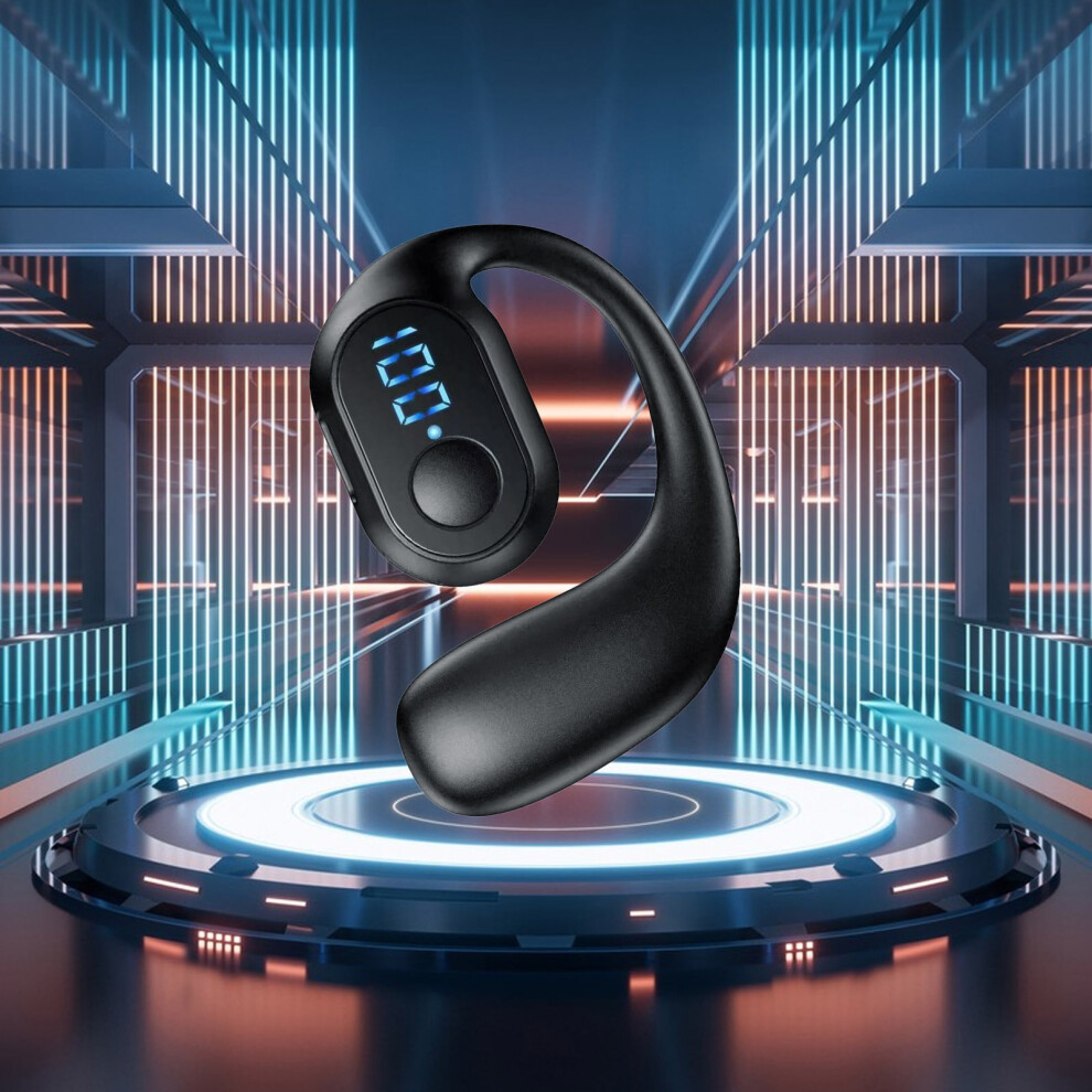 Txmfgh Bluetooth 5.3 Single Ear Hanging Ear Non In-Ear Power Digital Display Hd Call Wireless Earphones () Black/White 9554910388808