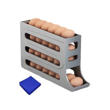 Porta-ovos para geladeira, organizador automático com rodinhas de 4 níveis, dispensador para 30 ovos, organizador que economiza espaço para