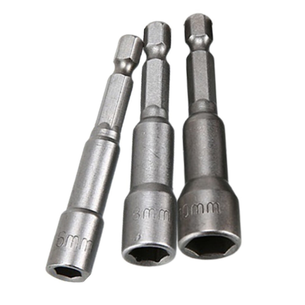 Glfill 3Pcs 6/8/10Mm Magnetic Nut Screwdriver Socket Bit Hex Shank Driver Adapter 9191629613885