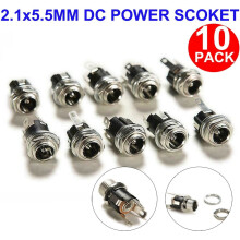 Mosiee 10 Stück 5,5 x 2,1 mm weibliche Metall-Einbaubuchse DC-Stromanschlussstecker