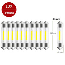 31/36/39/41mm 12vC 5W kaksoispäiset auton SMD-peittovalot COB LED-sisävalot, valkoiset [C] 10 kpl 39mm