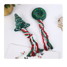 1pc Christmas Plush Teeth Cleaning Rope Toy for Dogs & Cats, Durable Chew Toy Compatible with Pet Dental Care