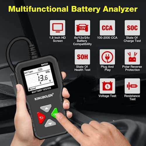Δοκιμαστής Μπαταρίας - BM550 - 6V12V24V - 100-2000CCA - Ψηφιακός Αναλυτής - Προστασία από 2