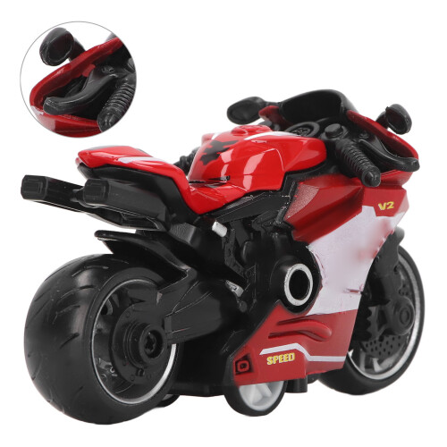Pull Back Alloy Motorcycle Toy for Kids, Red, 9cm Collection 2