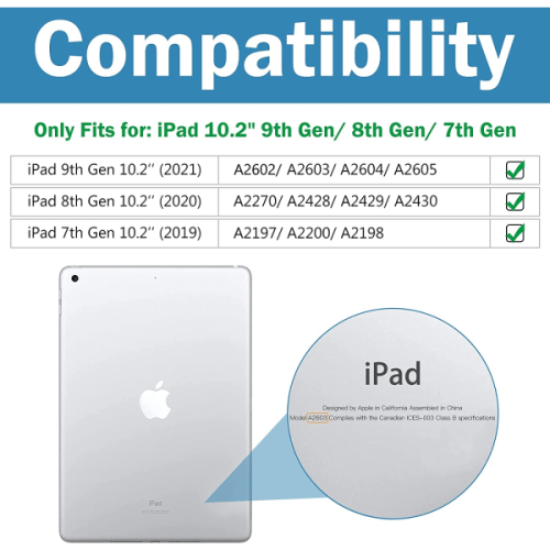 Capa ProCase compatível com iPad de 10,2 polegadas e iPad de 9ª geração, com parte traseira rígida, na cor azul. 1