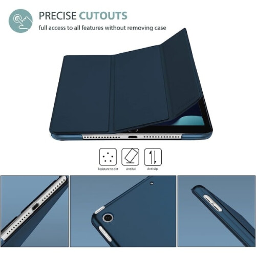 Capa ProCase compatível com iPad de 10,2 polegadas e iPad de 9ª geração, com parte traseira rígida, na cor azul. 2