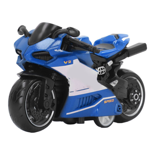 Pull Back Alloy Motorcycle Toy for Kids, Blue, 9cm Collection 1