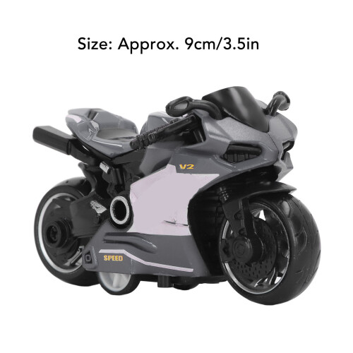 Pull Back Alloy Motorcycle Toy for Kids, 9cm Grey Simulation Model 2