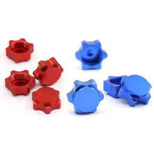 8Pcs Aluminum Wheel Hub Cover Anti-Dust Cover 17mm Hex Nut for 1/8 RC Car,Red &