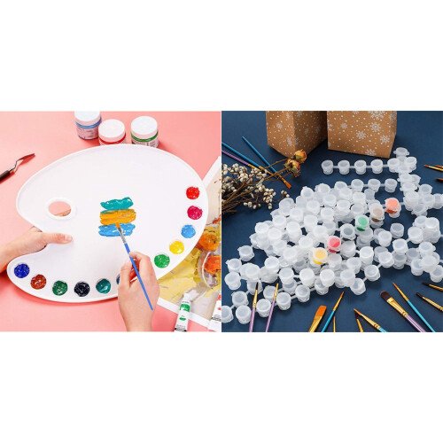 100 Pieces Kids Paint Brushes Set with 50 Strips Empty Paint Strips Paint Cup 1
