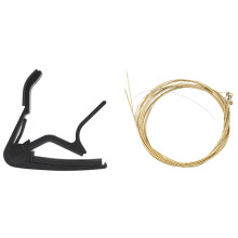 2 Set Guitar Accessories: 1 Pcs Hand Quick Change Capo Black & 1 Set Guitar Strings Set