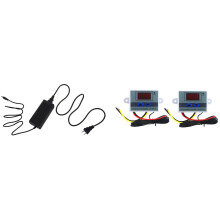 12V Power Supply Adapter 5A Transformer US Plug with 2Pcs 110-220V Ac Digital LED Temperature Controller Xh-W3001