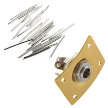 24Pcs Guitar Fret Wire Fretwire Set 2.2mm & 1x Square Style Jack Plate Guitar Bass Jack 1/4 Output Input Jack Socket