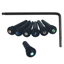 Ebony Guitar Bridge Pins,Ebony End Pin with Guitar Truss Rod Adjustment Long Wrench