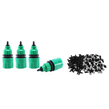 4 Pcs Garden Hose Pipe One Way Adapter & 100 Pcs Adjustable Atomization Dripper Atomization Connection Tee Joint