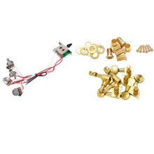 6 Pieces Guitar String Tuning Key Pegs/Machine Knobs with Pots for Strat Guitar PreWired 1 Volume 2 Tone Control