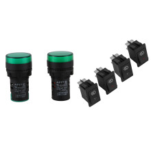 2 Pcs AC220V Green LED Power Indicator Signal Light with 4 Pcs 12V 35A Car Truck Boat Fog Light Rocker