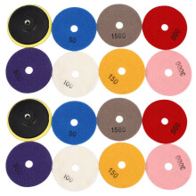 16Pcs Diamond Polishing Pads 4 inch Wet/Dry Set For Granite Stone Concrete Marble