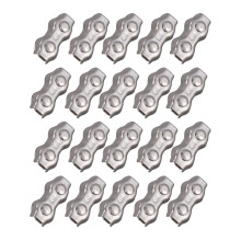 20 Pcs 3mm Duplex Clips Stainless Steel Wire Cable Rope Grips Clamps Caliper