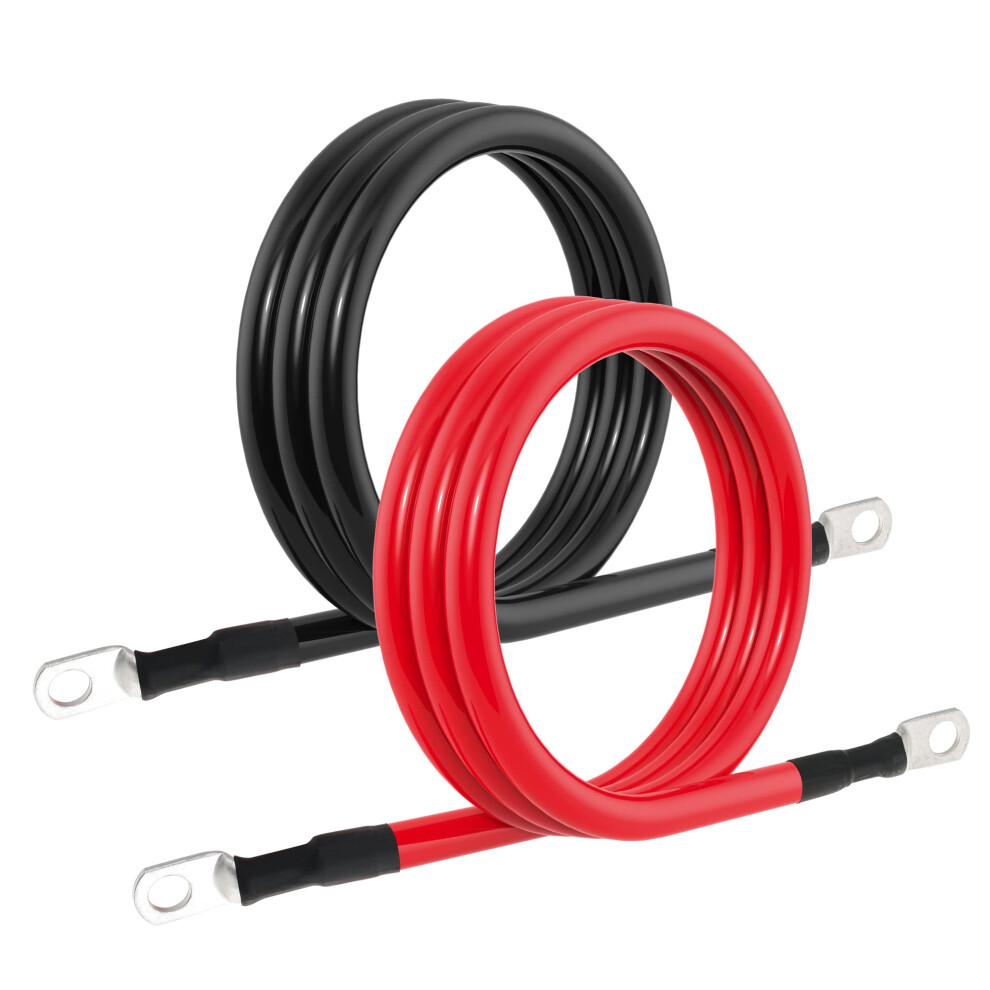 Awg Battery Inverter Cables For Power Transfer Systems, Tinned Copper Lugs With 3/8 In Terminals, Corrosion Resistance 4 Gauge Wire Set For Marine 9340959680870