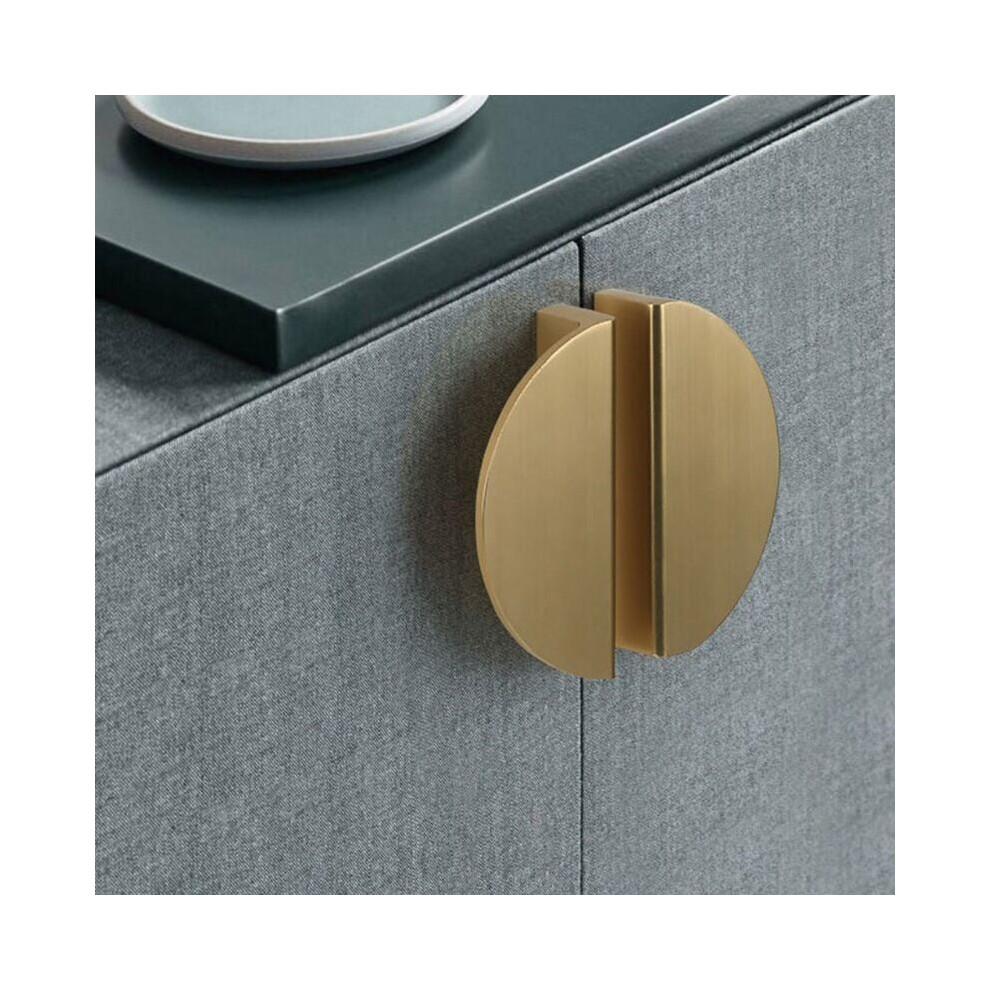 Semicircle Pull Handle For Kitchen Bedroom Cabinets, Elegant Shape Gold Half Moon Drawer Pulls, Solid Brass Hardware For Furniture Upgrade (2 Pack) 9173940447042