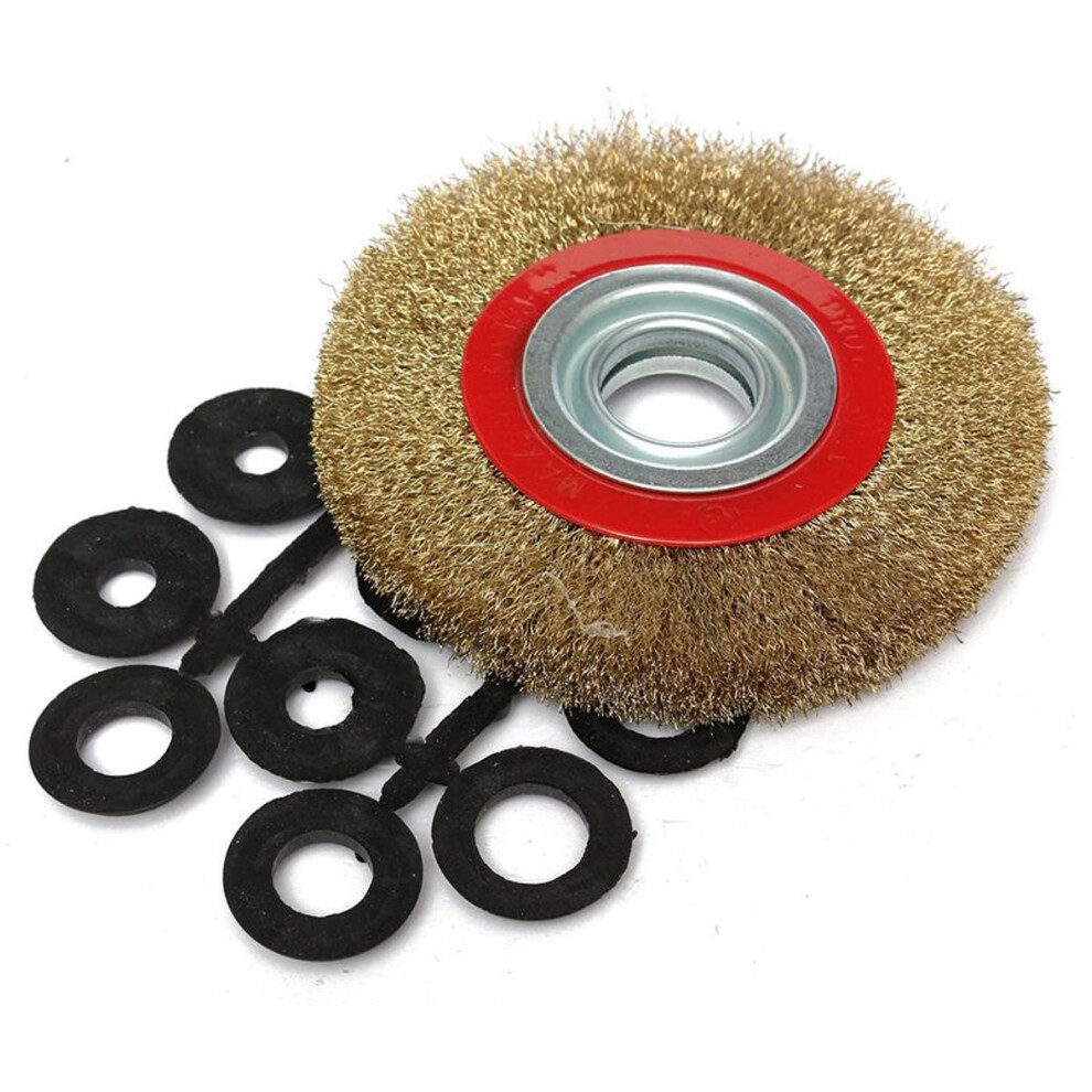 High Performance Bench Grinder Accessory, Descaling And Polishing Tool For Wood, Metal Surfaces, Crimped Wire Bristles, Deburring Tool 9405630316575