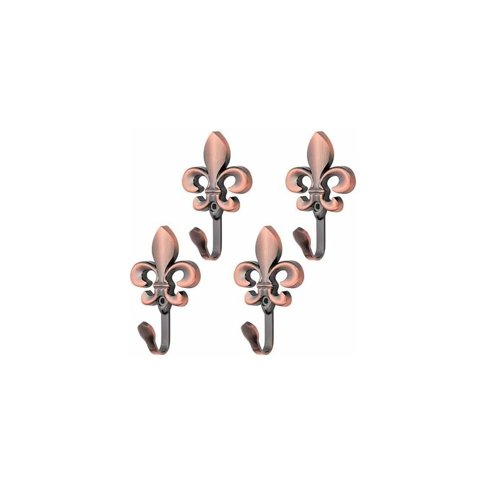 Decorative Wall Hooks With Fleur De Lis Motif, Set Of 4, Strong And Durable, Suitable For Shabby Chic And Vintage Decor, Easy Installation For Indoor 9358999490854