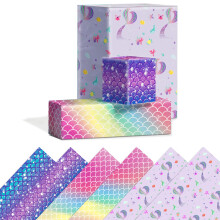 Papier cadeau écailles de sirène, couleurs vives, papier épais de qualité supérieure, pour toutes les occasions. Design unique aux motifs