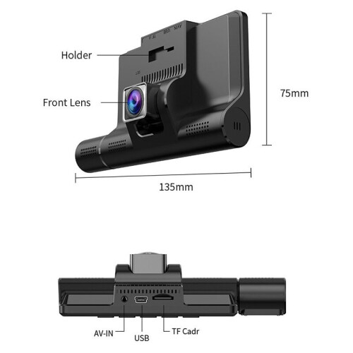 Dash Cam3 Channel, Ευρυγώνιος φακός 140 Εμπρός 90 Εσωτερικά 120 Πίσω, Αδιάβροχη πίσω 2