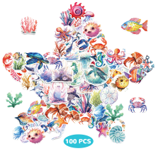 Creative Ocean Stickers, Waterproof Adhesive Vinyl Art for Personal Projects, Easy to Remove, Reposition, Gifts for Kids, Laptop Decor, 100 Pieces