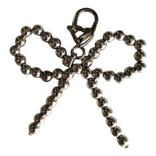 Pearls Beaded Bowknot Shoelaces Charm Pendant Shoes-Silver