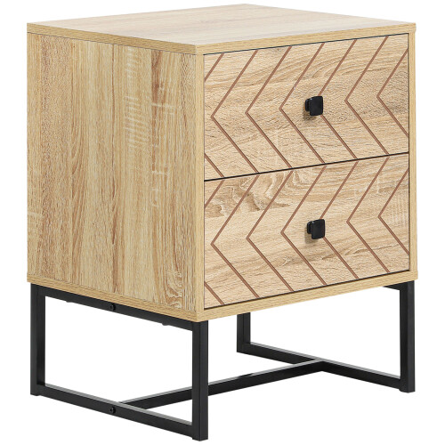 Homcom HOMCOM Bedside Table Unit Unique Zig Zag Design w/ Black Metal Handles Melamine 1