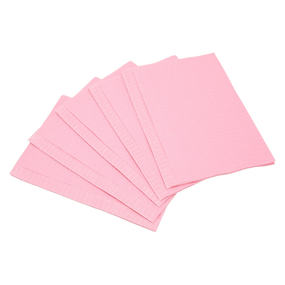 Pink 125Pcs Disposable Waterproof Dental Bibs, 45X33cm