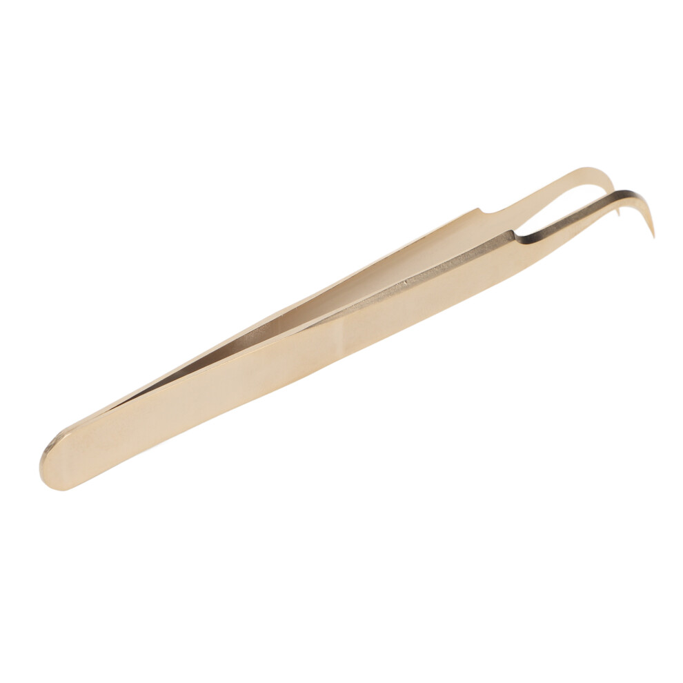 Gold Stainless Steel Lash Tweezer Curved Precision Tool For Eyelash Extensions