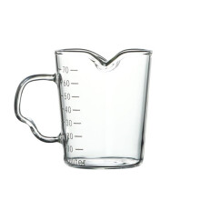 Messbecher mit Mixbecherfunktion, transparente Skala, Doppelausgießer, Borosilikatglas