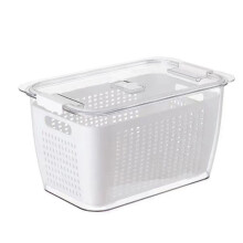 Secador de verduras con cesta de drenaje, recipiente colador de cocina con tapa, recipiente de almacenamiento de verduras con configuración apilable