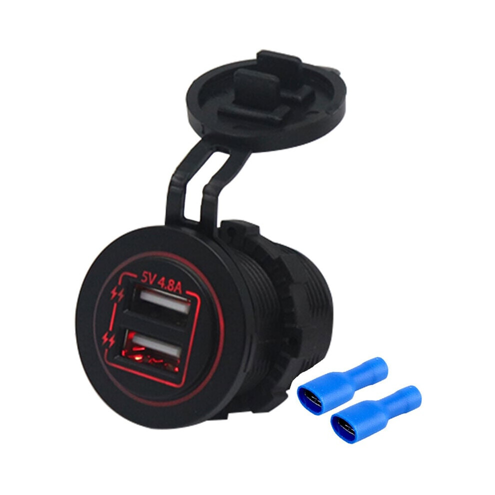 Top-Notch Quality Dual Usb Charger, Waterproof 12V Outlet With Led Indicator For Cars Boats Motorcycles Rvs Trucks Campers, 4.8A/5V Power Output 9448196372982