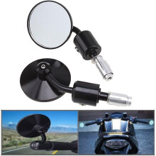 Hoogwaardige T-6061 aluminium motorfietsspiegels, schokbestendig en corrosiebestendig, stuureindspiegels, 7 cm diameter, CNC zwart.