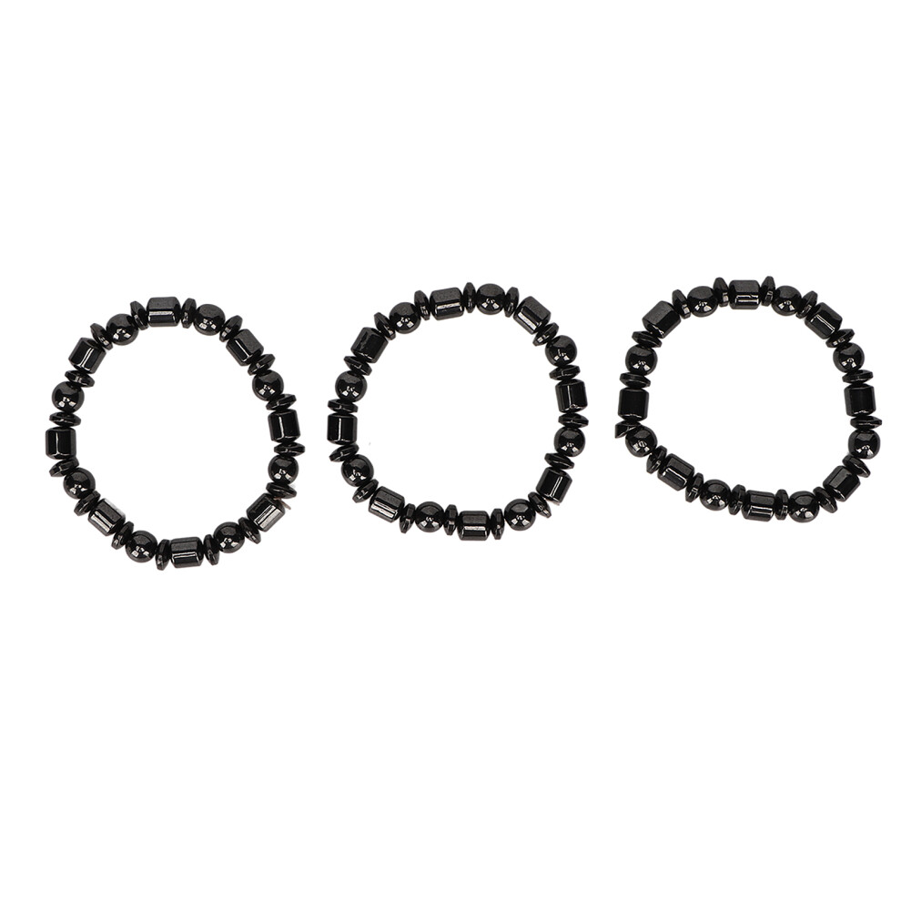 Genuine Gemstone Magnetic Bracelets for Enhanced Metabolism, Elastic Bracelet Set with Smooth Beads for Men & Women (3PCS)