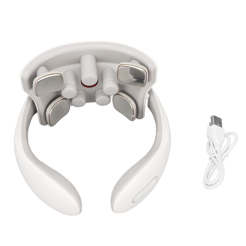 Wireless Neck Massager for Pain Relief TENS Unit Deep Tissue Electric Pulse Therapy with Warm Compress Ergonomic Design LED Nightlight Silent USB Ch