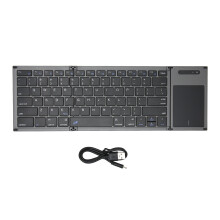 Compact Travel Keyboard, Foldable Bluetooth Keyboard with Touchpad, Quick Response for Seamless Typing, Dark Gray Frosted ABS Material, Rechargeable