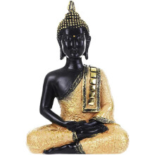 Statuie de Buddha cu finisaj texturat, sculptură din rășină aurie rezistentă la presiune, simbolizând liniștea și pacea