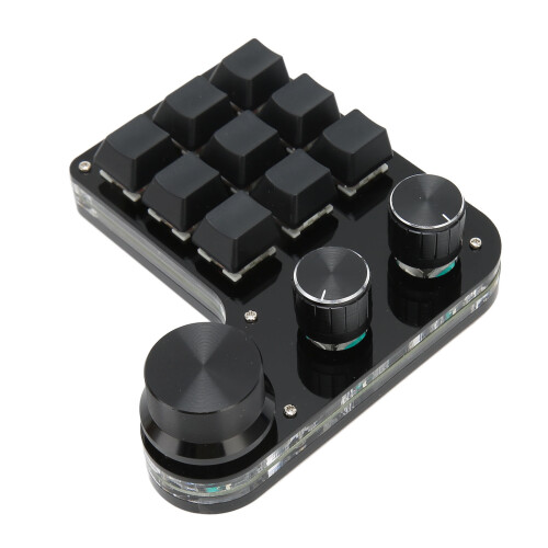 High Speed USB Interface Programmable Gaming Keyboard, Custom Screen for Customizable Key Functions & Knob Function, Suitable for Office, Gaming, 2